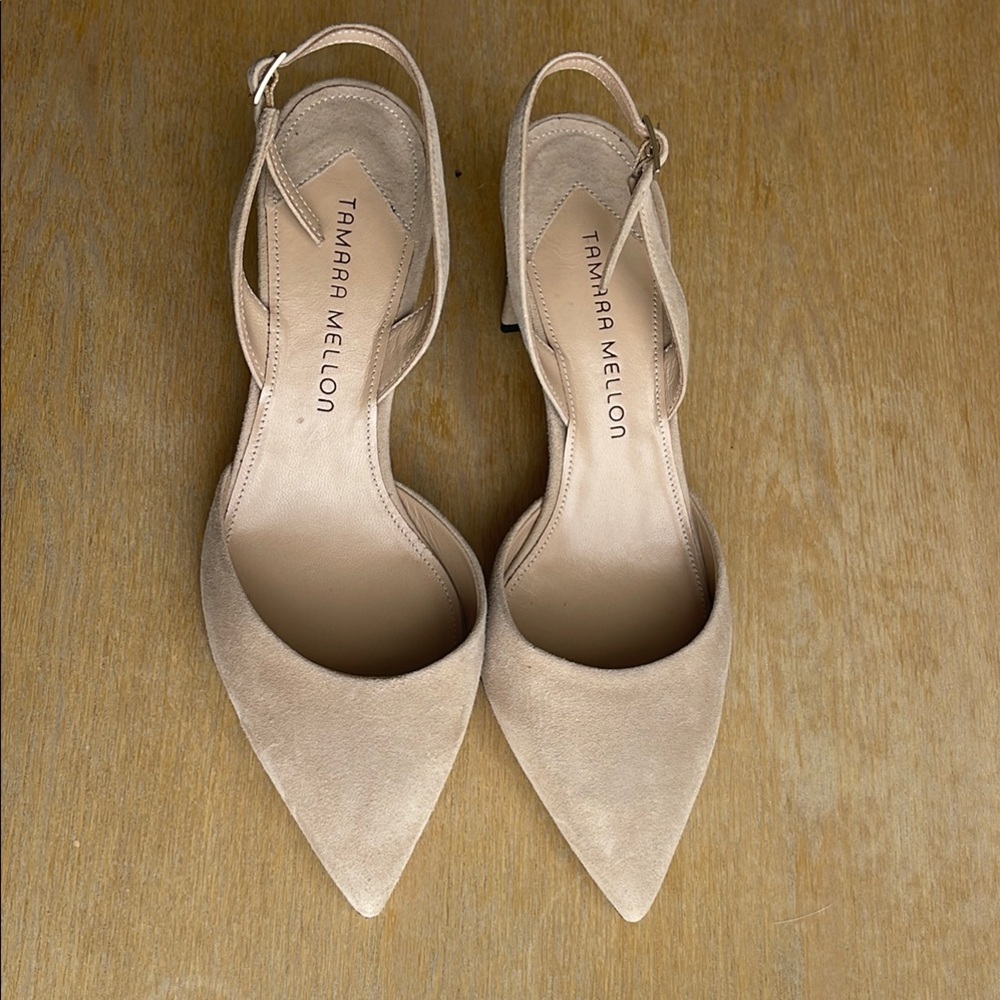 Tamara Mellon Tan Pointed Toe Heels